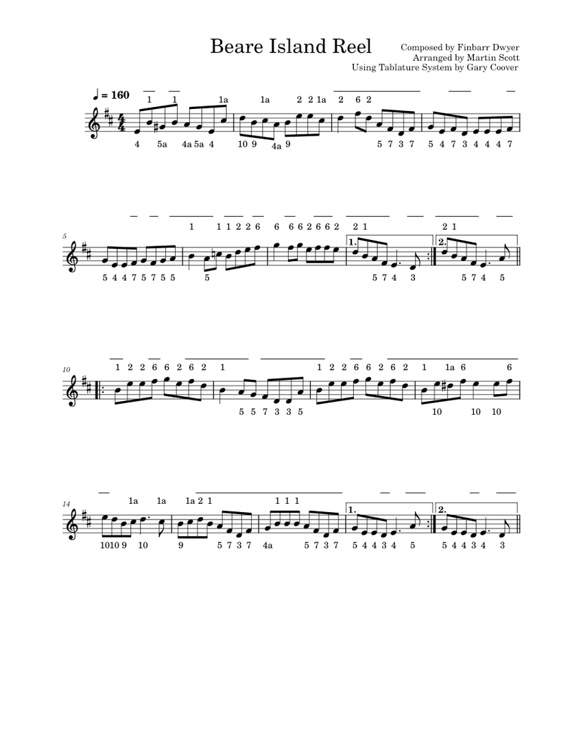 Beare Island Reel Finbarr Dwyer (Anglo Concertina) Sheet music for