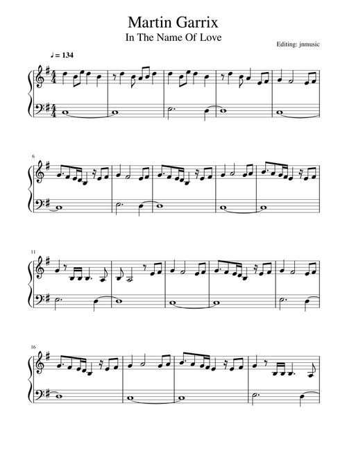 Martin Garrix - In The Name Of Love (Piano)