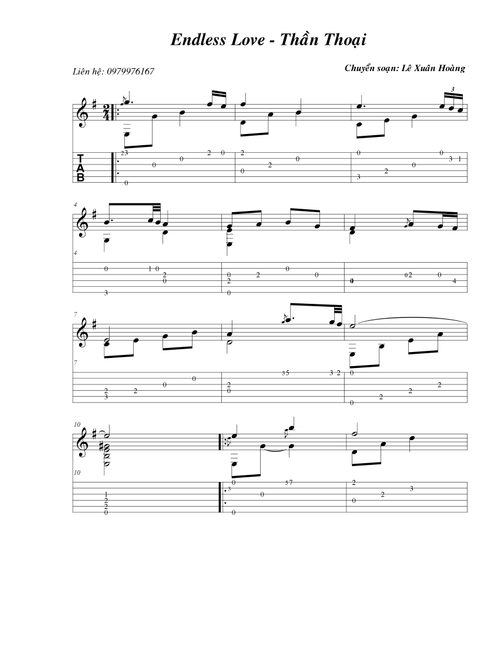 Endless love (Arr. Le Xuan Hoang) - Jackie Chan (Solo Guitar)
