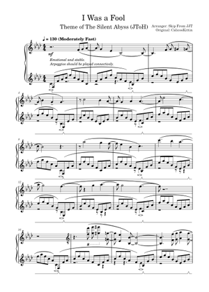 I Was A Fool/What Was Once Home – CalicooKittin Sheet Music for Piano ...