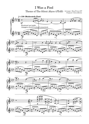 Fool Instrument I Was A Fool/What Was Once Home – CalicooKittin Sheet Music for Piano ...