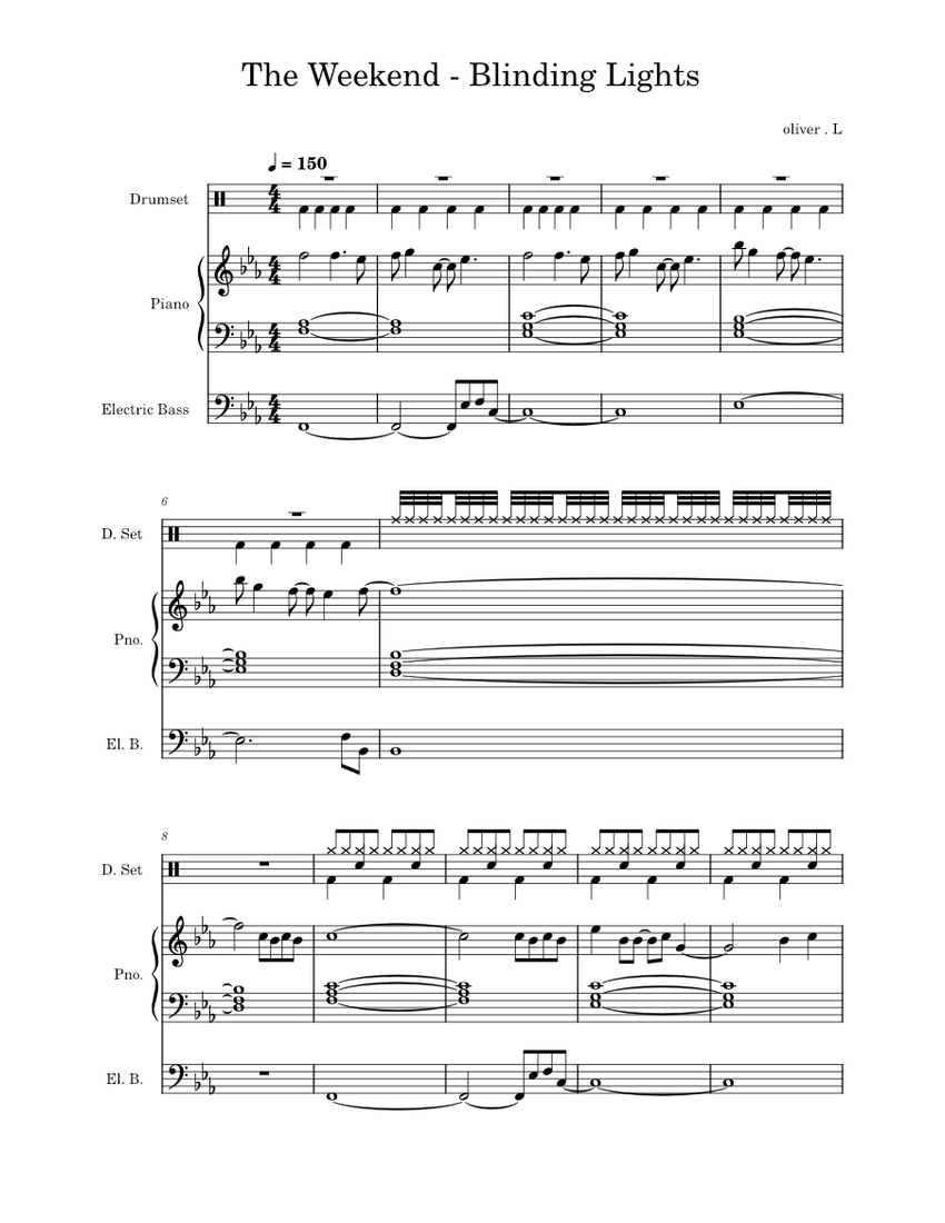 Blinding Lights – The Weeknd The Weekend - Blinding Lights Sheet Music ...