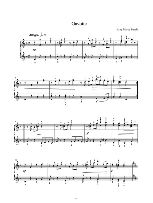 Gavotte（Op.36 No.2）- Amy Marcy Beach (Piano Solo)