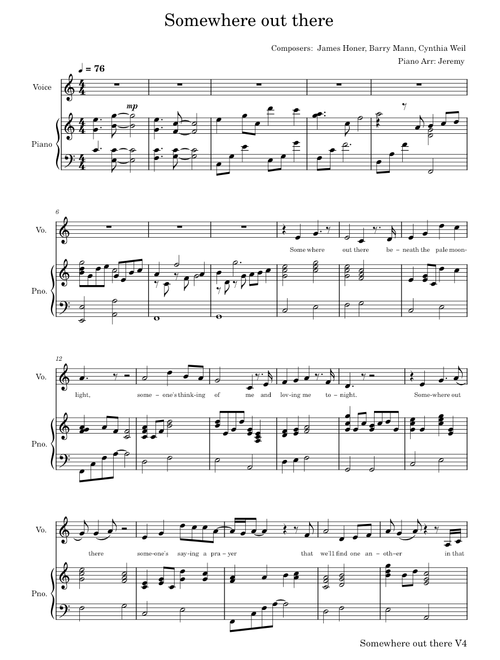 Somewhere out there – James Horner Somewhere out there JC4 with Vocal