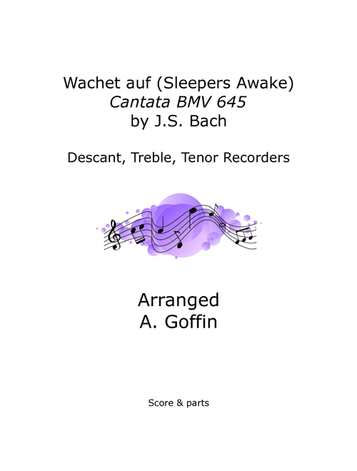 Wachet auf (Sleepers wake) (Arr. Alison Goffin) - J.S. Bach (Recorder Ensemble)