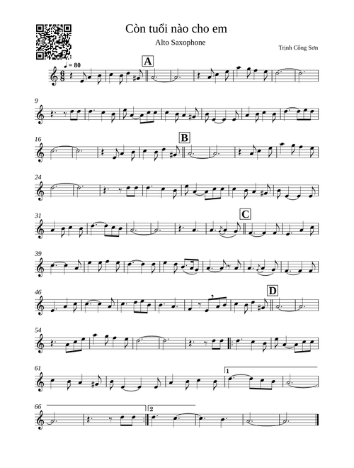 Còn tuổi nào cho em-Alto Saxophone – nsmaikien@gmail.com