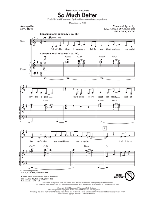 So Much Better (from Legally Blonde) (Arr. Mac Huff) - Laurence O'Keefe, Nell Benjamin (Choral, SAB)