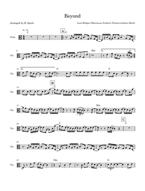 Beyond (Arr. K. Speck) - Leon Bridges (Viola Solo)