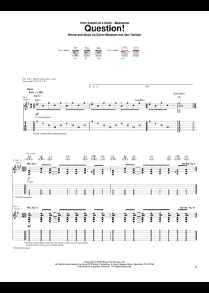 SYSTEM OF A DOWN ギタースコア 楽譜 HYPNOTIZE バンド Play Official version of Hypnotize Sheet Music by System of