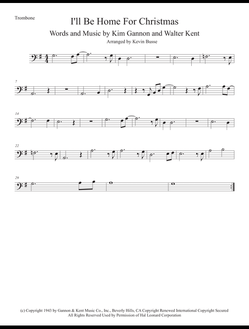 I'll Be Home For Christmas (Arr. Kevin Busse) - Rascal Flatts (Trombone Solo)