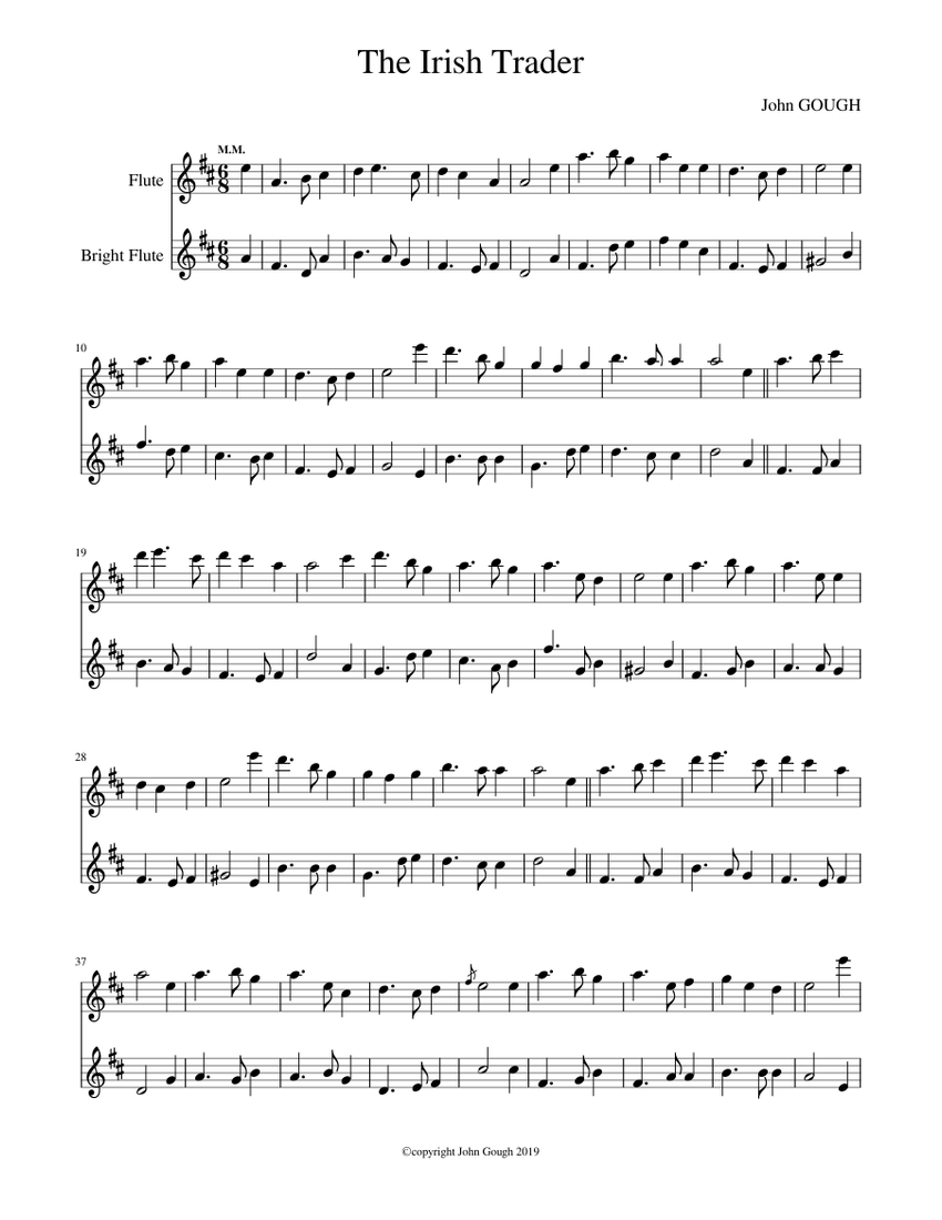 The Irish Trader Celtic music for two flutes Sheet music for Flute