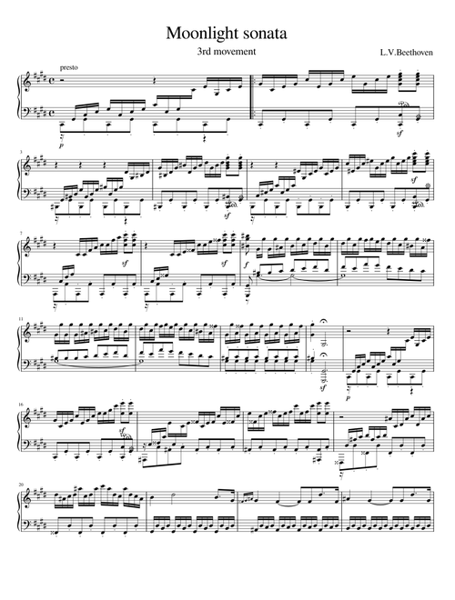 Moonlight sonata 3rd movement  – Ludwig Van Beethoven