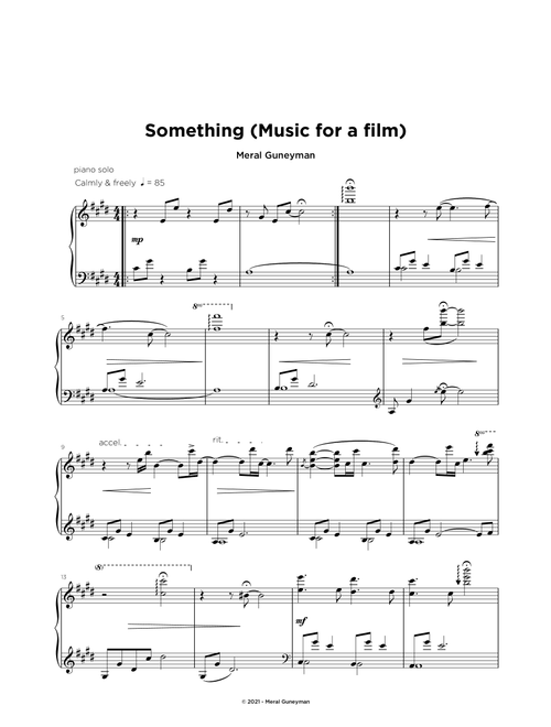 Something (music for a short film) (Arr. Meral Guneyman) (Piano Solo)