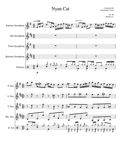 Nyan Cat - For Sax Quartet