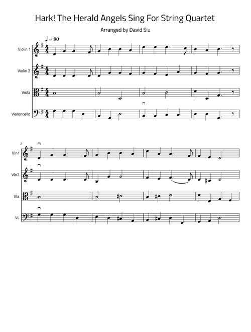 Hark, the Herald Angels Sing – Felix Mendelssohn for String Quartet (Easy for Beginners)