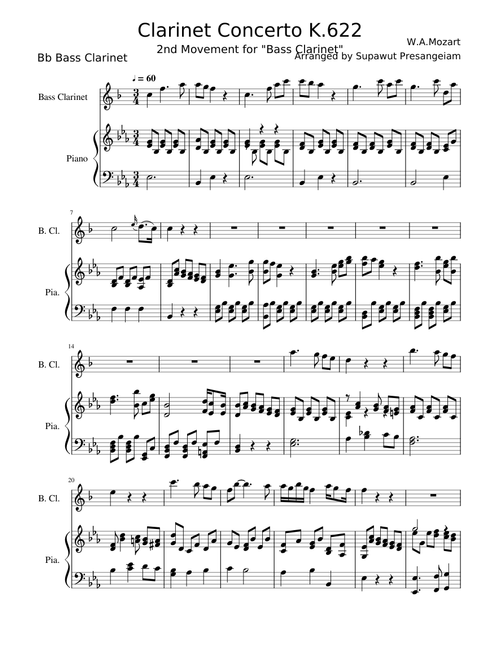 Bass Clarinet Concerto K.622 