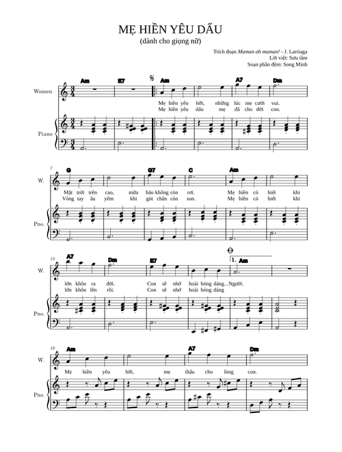 Mẹ Hiền Yêu Dấu - J. Larriaga (for female voice)