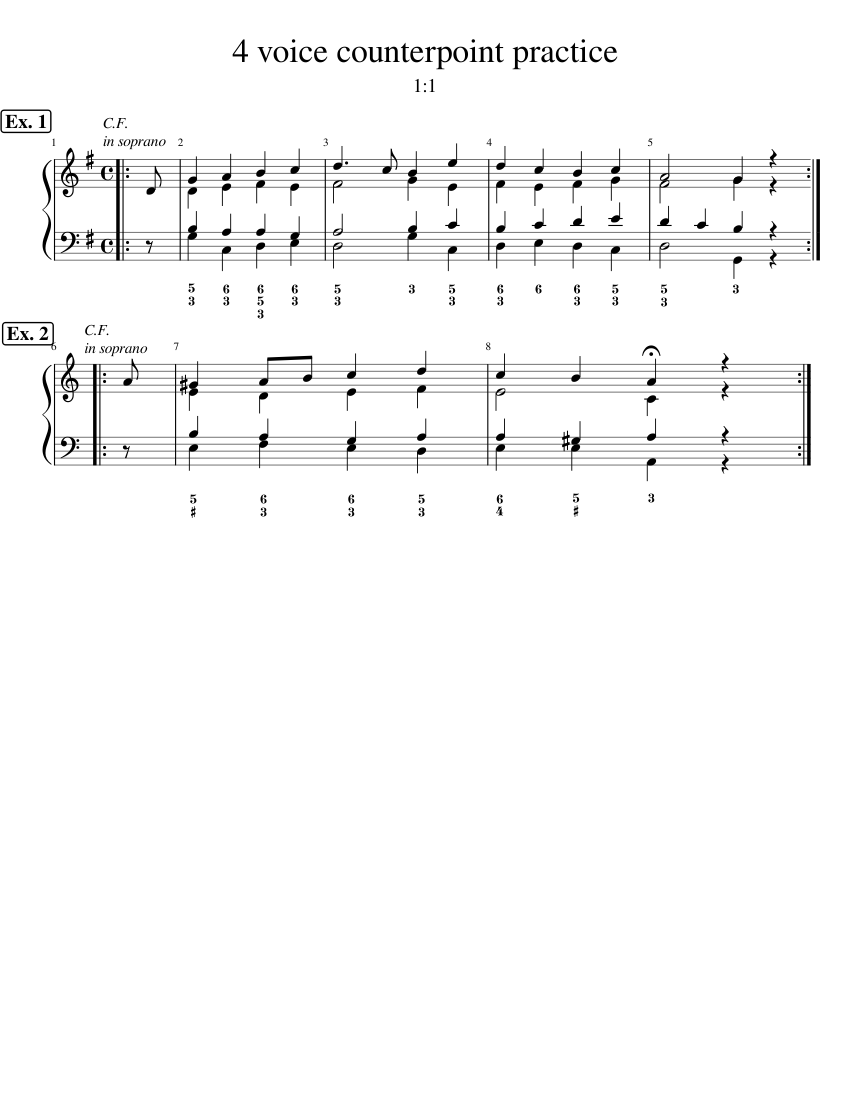 4 voice counterpoint practice Sheet music for Piano (Solo) Easy ...