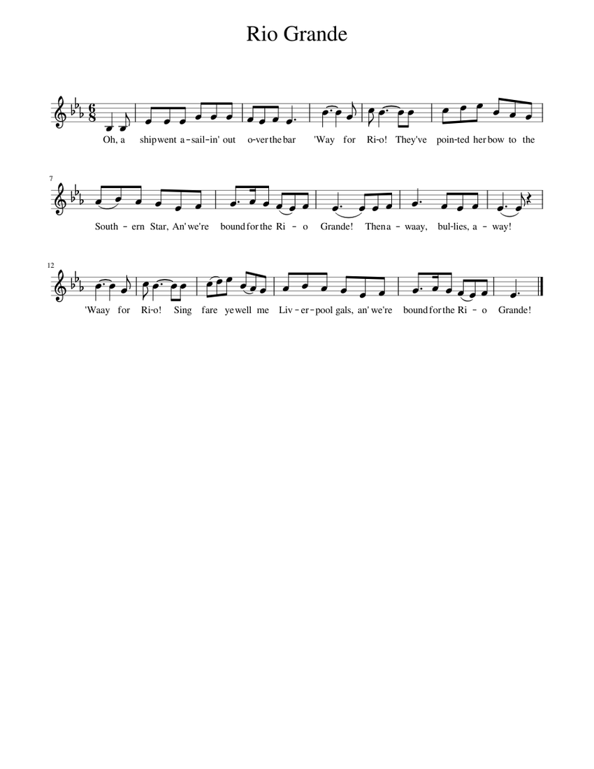 Song Rio Grande Rio Grande Sheet Music for Piano (Solo) easy | MuseScore.com