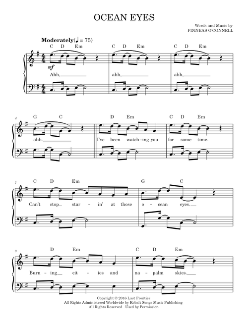 Ocean eyes - Billie Eilish (Easy Piano)