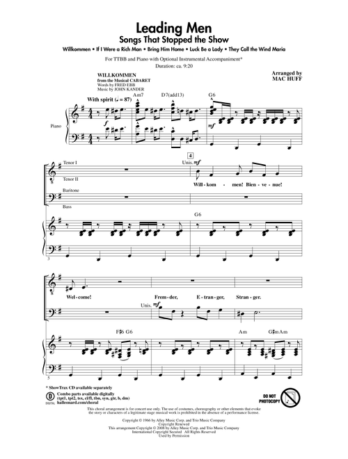 Leading Men: Songs That Stopped The Show (Medley) (Arr. Mac Huff) (Choral, TTBB)