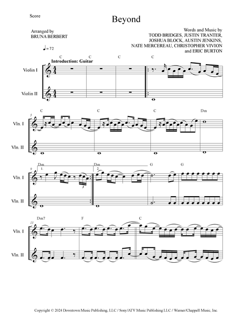 Beyond (Arr. Bruna Berbert) - Leon Bridges (Violin Duet)
