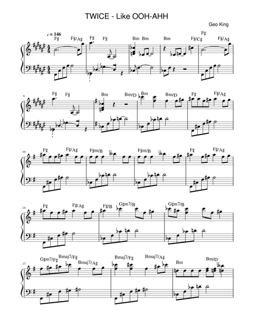 Like ooh-ahh (Arr. Gregory King) - Twice (Easy Piano)