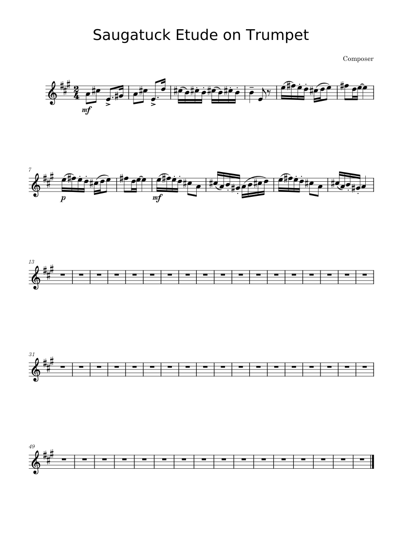 Etude Trumpet Saugatuck Sheet music for Trumpet in b-flat (Solo ...