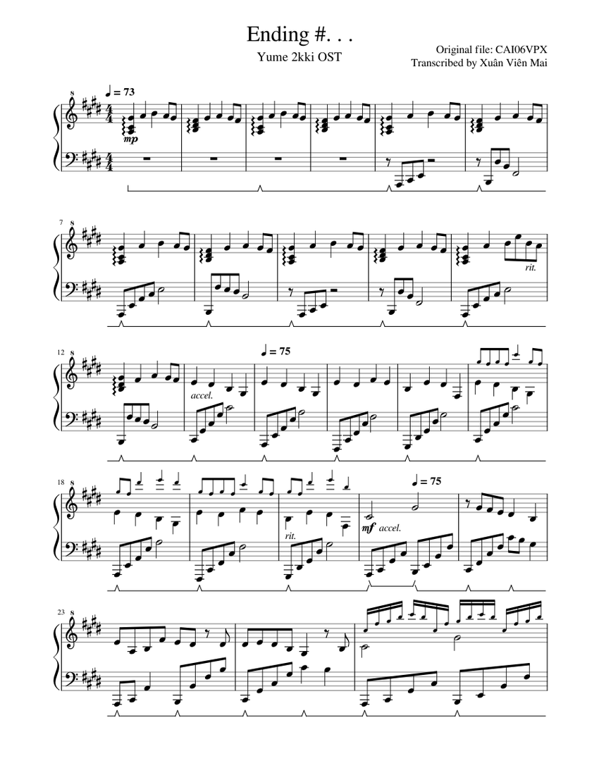 Sound Room Ending # . . . (CAI06VPX) - Yume 2kki OST Sheet