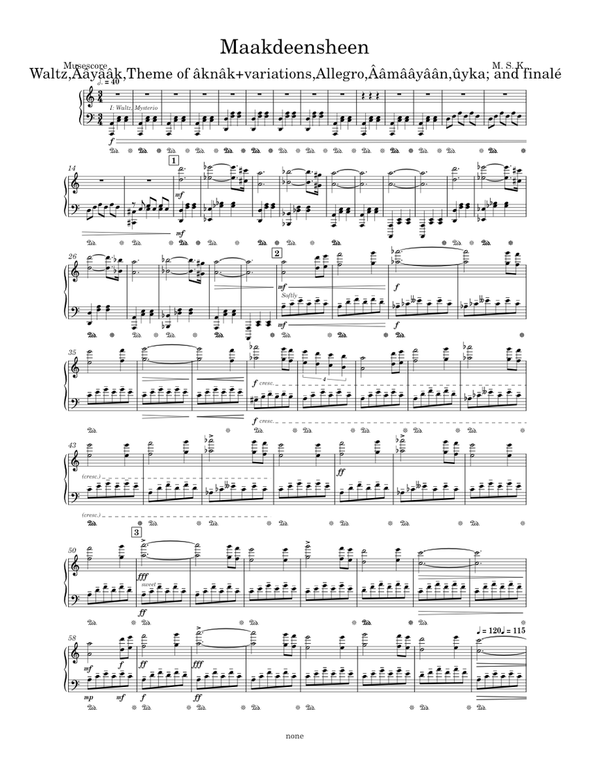 Maakdeensheen My own work Sheet music for Piano (Solo)