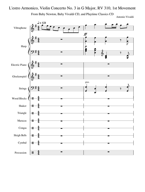 Violin Concerto in G major, RV 310 – Antonio Vivaldi L'estro Armonico, Violin Concerto No. 3 in G Major, RV 310, 1st Movement