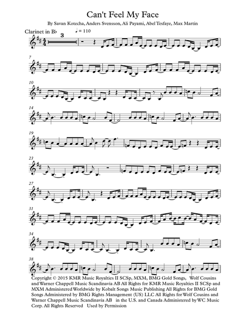 Can't Feel My Face (Arr. Robert Moody) - The Weeknd (Small Ensemble)