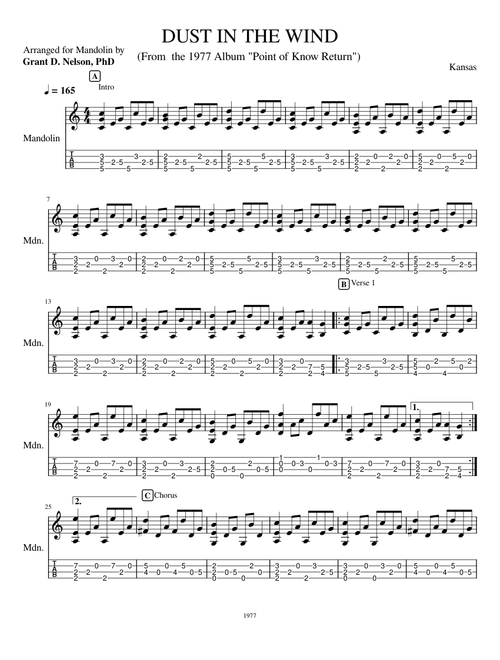 DUST IN THE WIND Mandolin