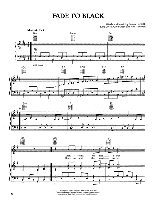 Fade To Black - Metallica (Piano-Vocal-Guitar)