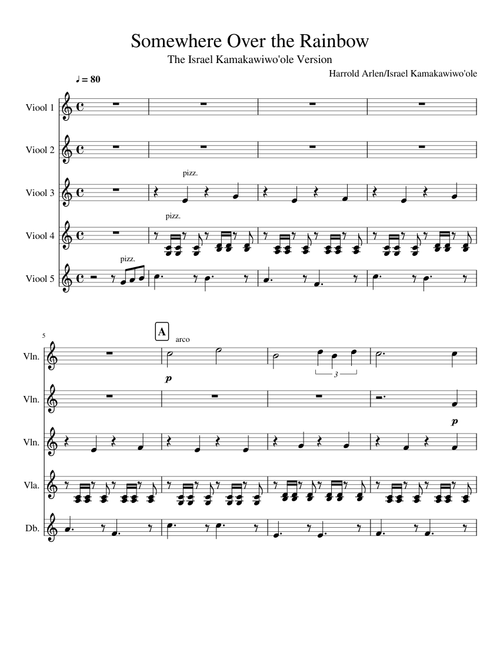 Somewhere Over The Rainbow (for five violins)