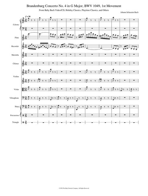 Brandenburg Concerto No.4 in G major, BWV 1049 – Johann Sebastian Bach Brandenburg Concerto No. 4 in G Major, BWV 1049, 1st Movement - Baby Bach