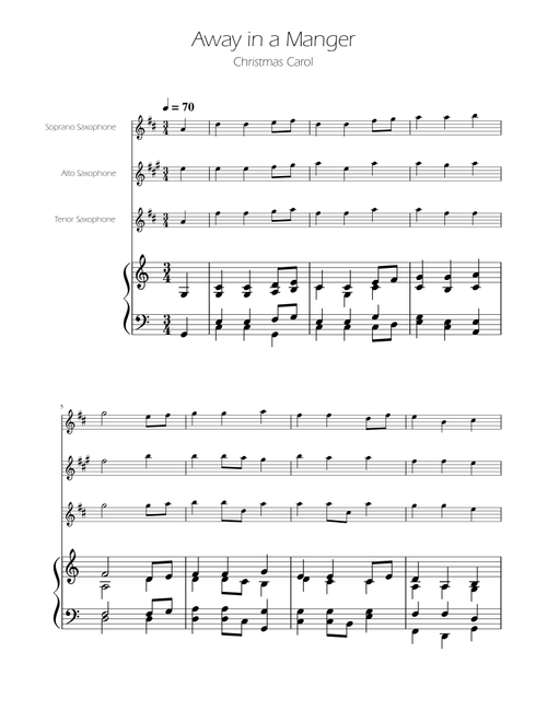 Away in a Manger - Sax Trio SAT (Arr. Ygor Nunes) - William J Kirkpatrick (Woodwind Ensemble)