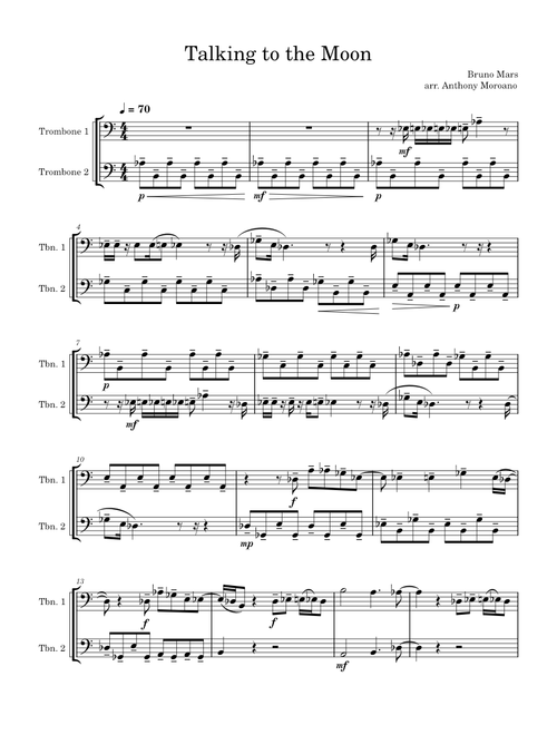 Talking to the moon – Bruno Mars Bruno Mars Talking to the Moon Trombone