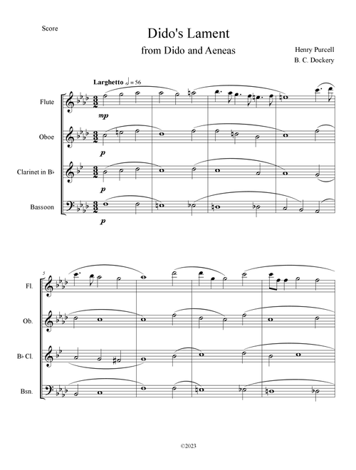 Dido's Lament (Woodwind Quartet) (Arr. B. C. Dockery) - Henry Purcell (Woodwind Ensemble)