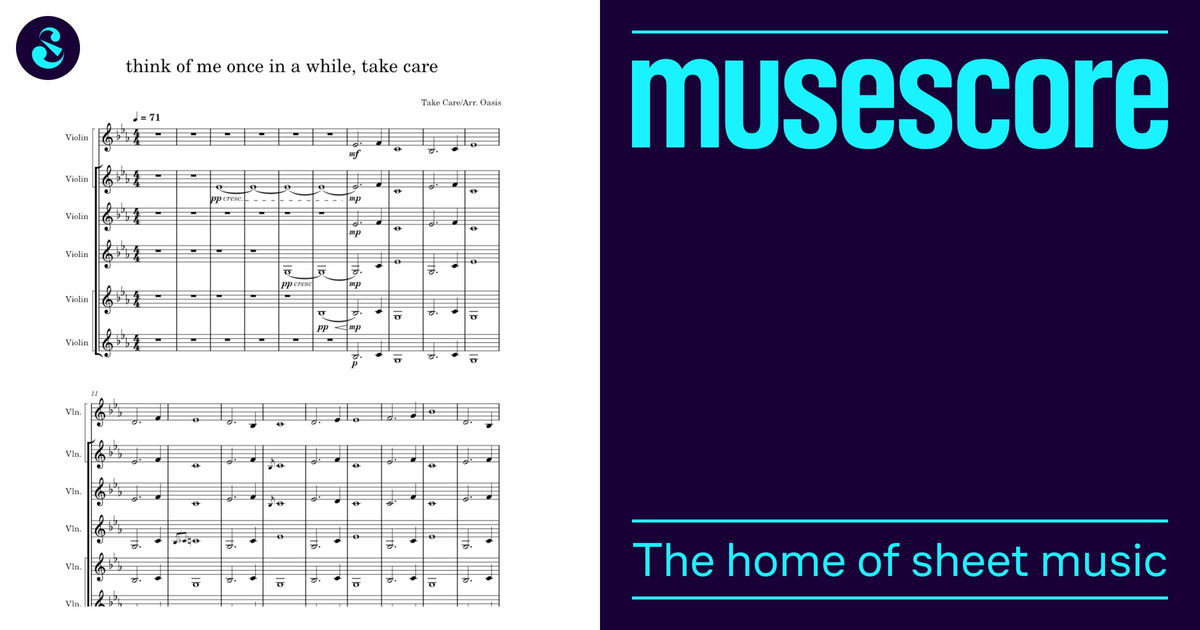 think of me once in a while, take care Sheet Music for Violin (Mixed