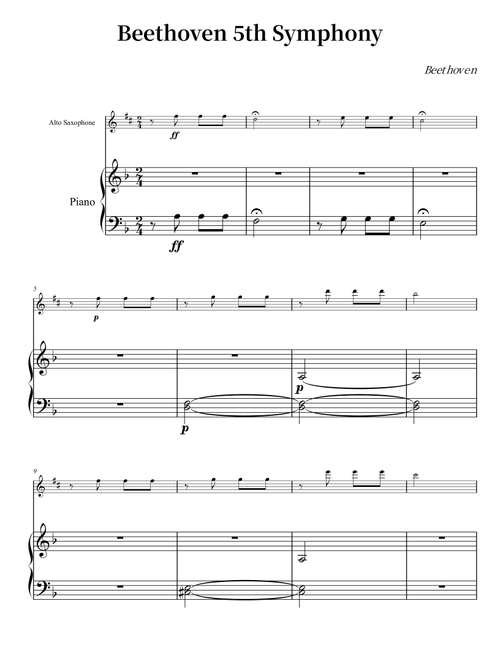 Beethoven 5th Symphony (Arr. Wesley S. SIlva) (Alto Sax and Piano)