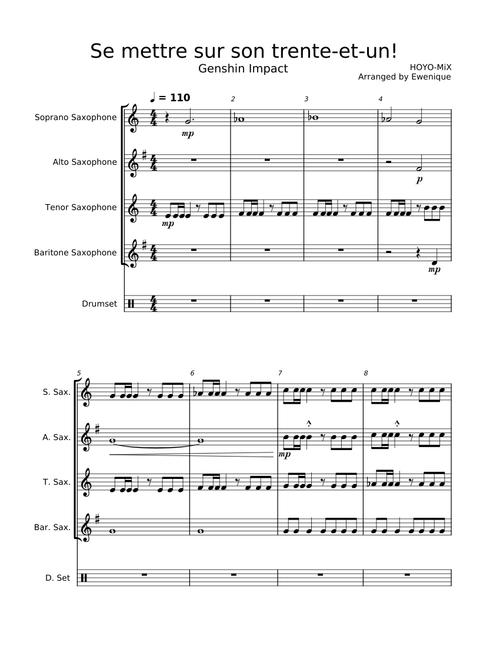 All the World's a Stage - for Sax Quartet+