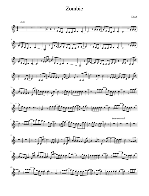 Zombie - Day6 (Violin Score)