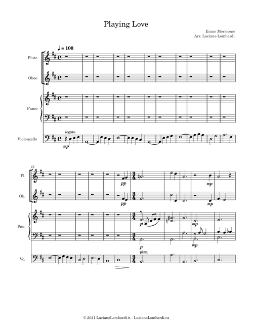Playing Love (quartetto) - Ennio Morricone - Arr. Luciano Lombardi