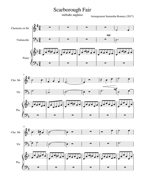 Scarborough Fair (piano clarinet cello)
