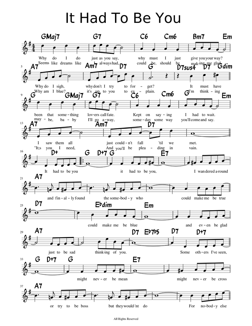 It Had To Be You Sheet music for Piano (Solo) Easy | Musescore.com