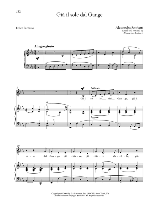 Gia Il Sole Dal Gange (Medium Low Voice) (Ed. Alessandro Parisotti (ed.)) - Alessandro Scarlatti, Felice Parnasso (Piano Vocal)