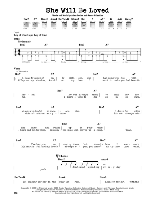 She Will Be Loved - Maroon 5 (Guitar Lead Sheet)