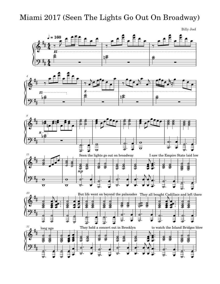 BILLY JOEL complete 楽譜 BILLY JOEL - Lullabye - PIANO SOLO Sheet Music for Piano
