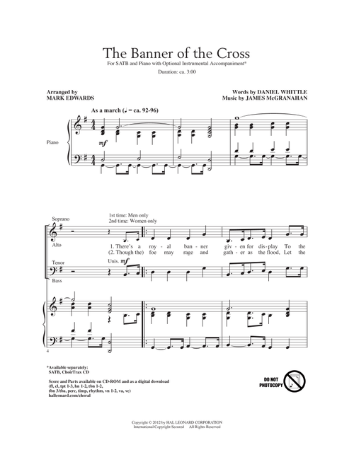 The Banner Of The Cross (Arr. Mark Edwards) - James McGranahan, Daniel Whittle (Choral, SATB)